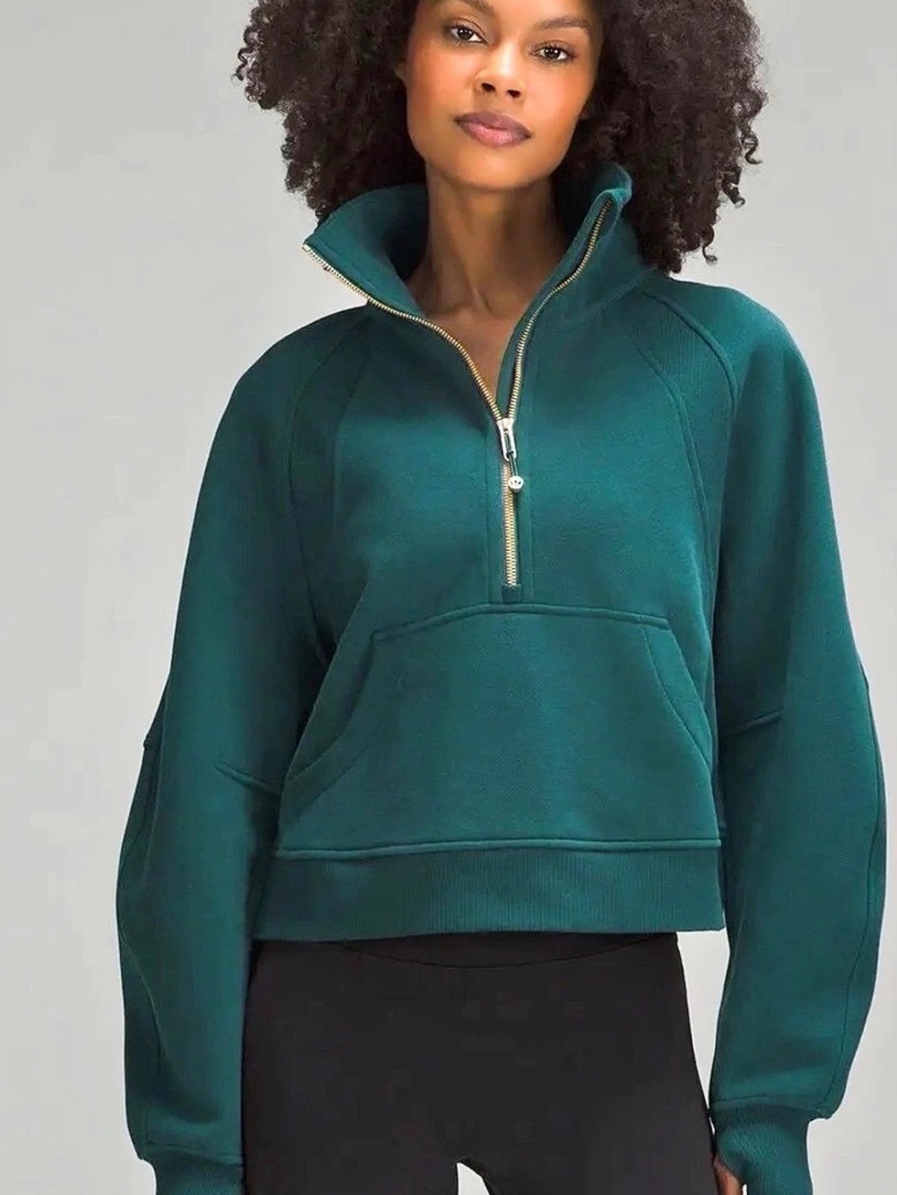LULULEMON SCUBA OVERSIZED FUNNEL HALF ZIP GOLD ZIP!